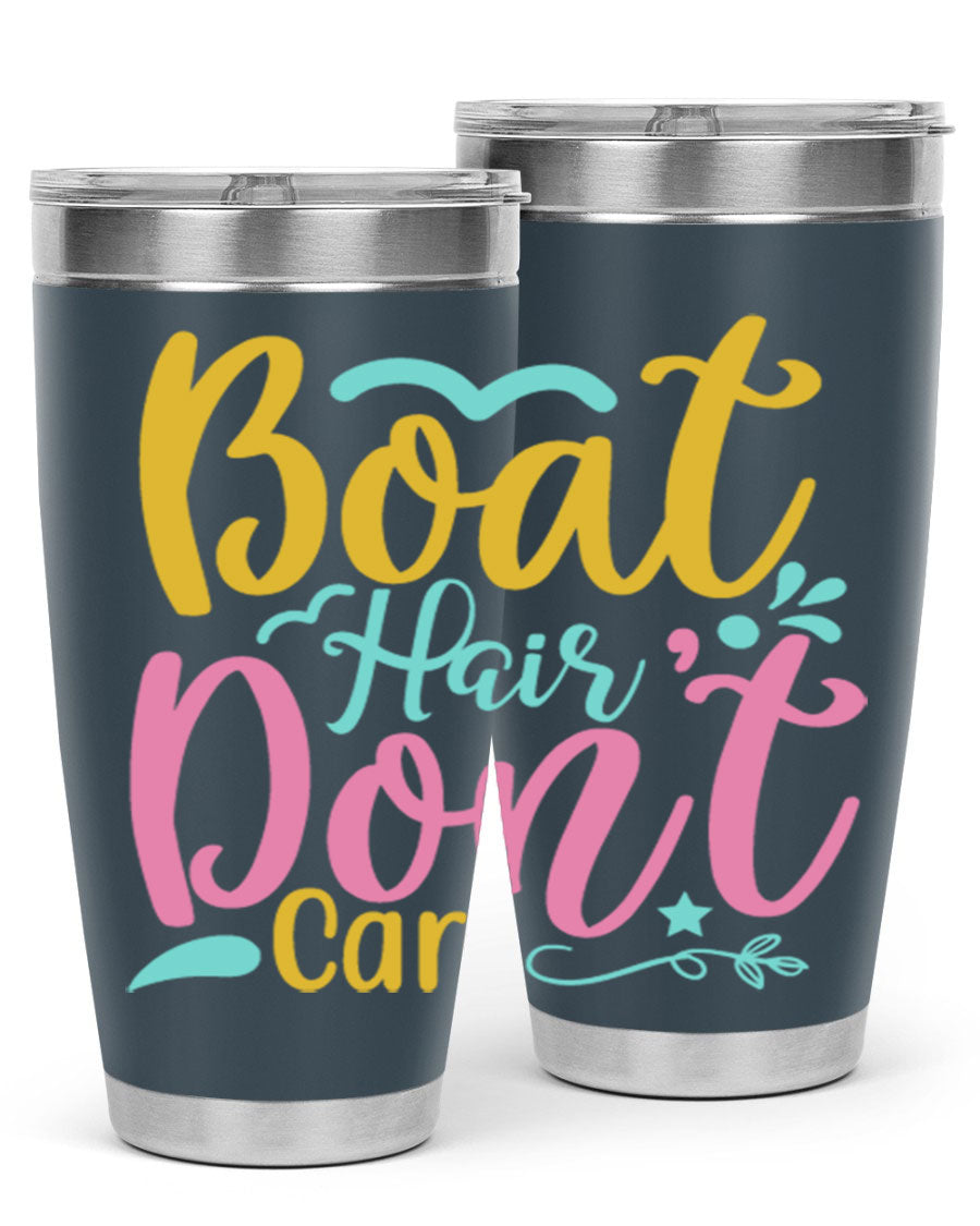 BOAT HAIR DONT CARE Style 68# tumbler in stainless steel with a vibrant design, perfect for summer drinks.