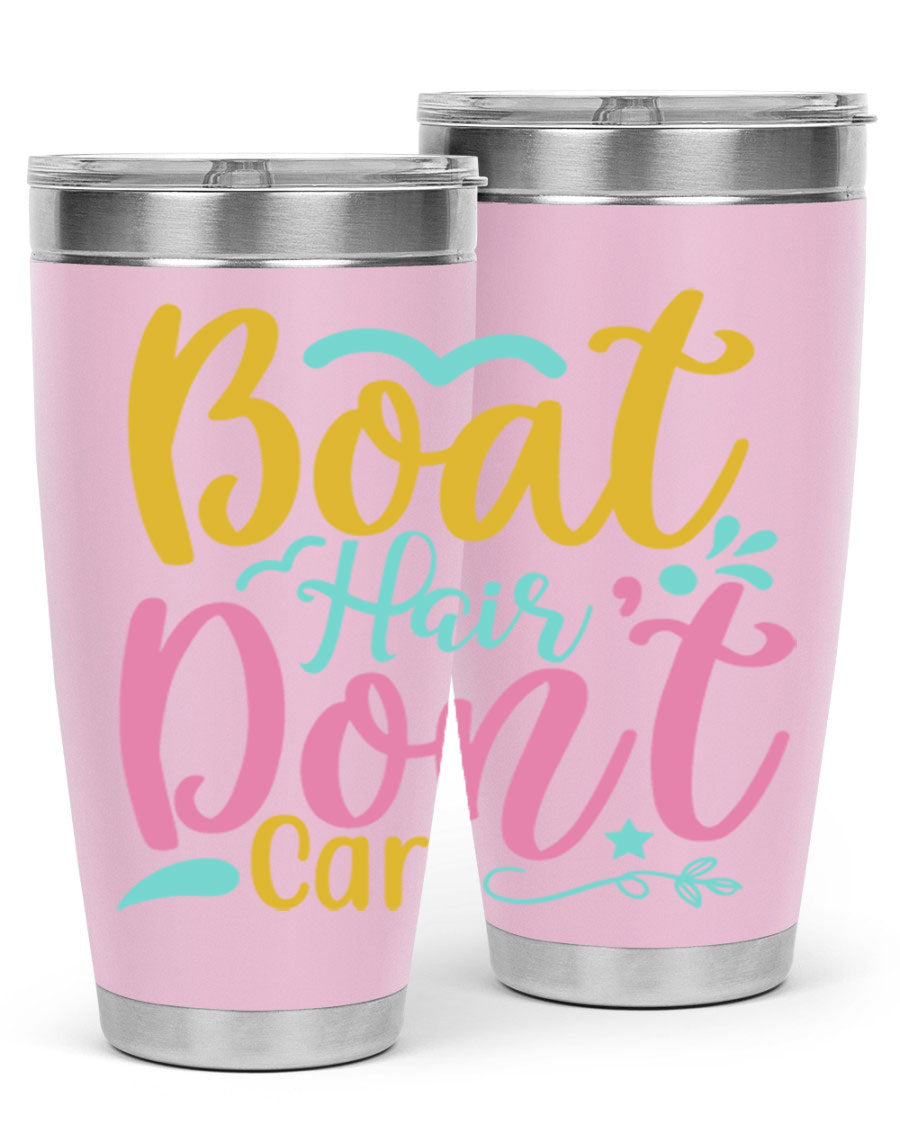 BOAT HAIR DONT CARE Style 68# tumbler in stainless steel with a vibrant design, perfect for summer drinks.