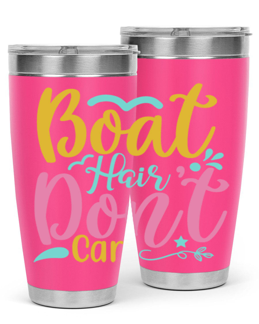 BOAT HAIR DONT CARE Style 68# tumbler in stainless steel with a vibrant design, perfect for summer drinks.