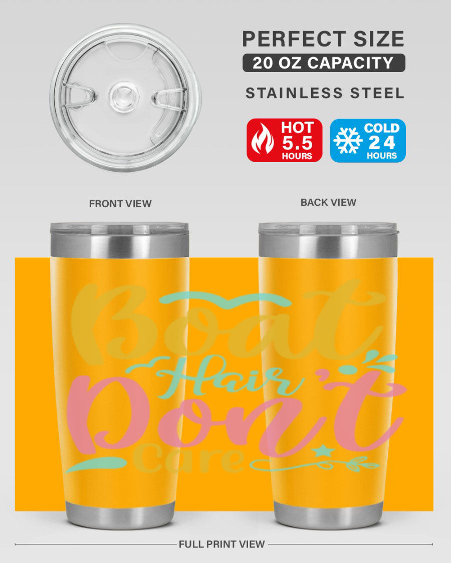 BOAT HAIR DONT CARE Style 68# tumbler in stainless steel with a vibrant design, perfect for summer drinks.