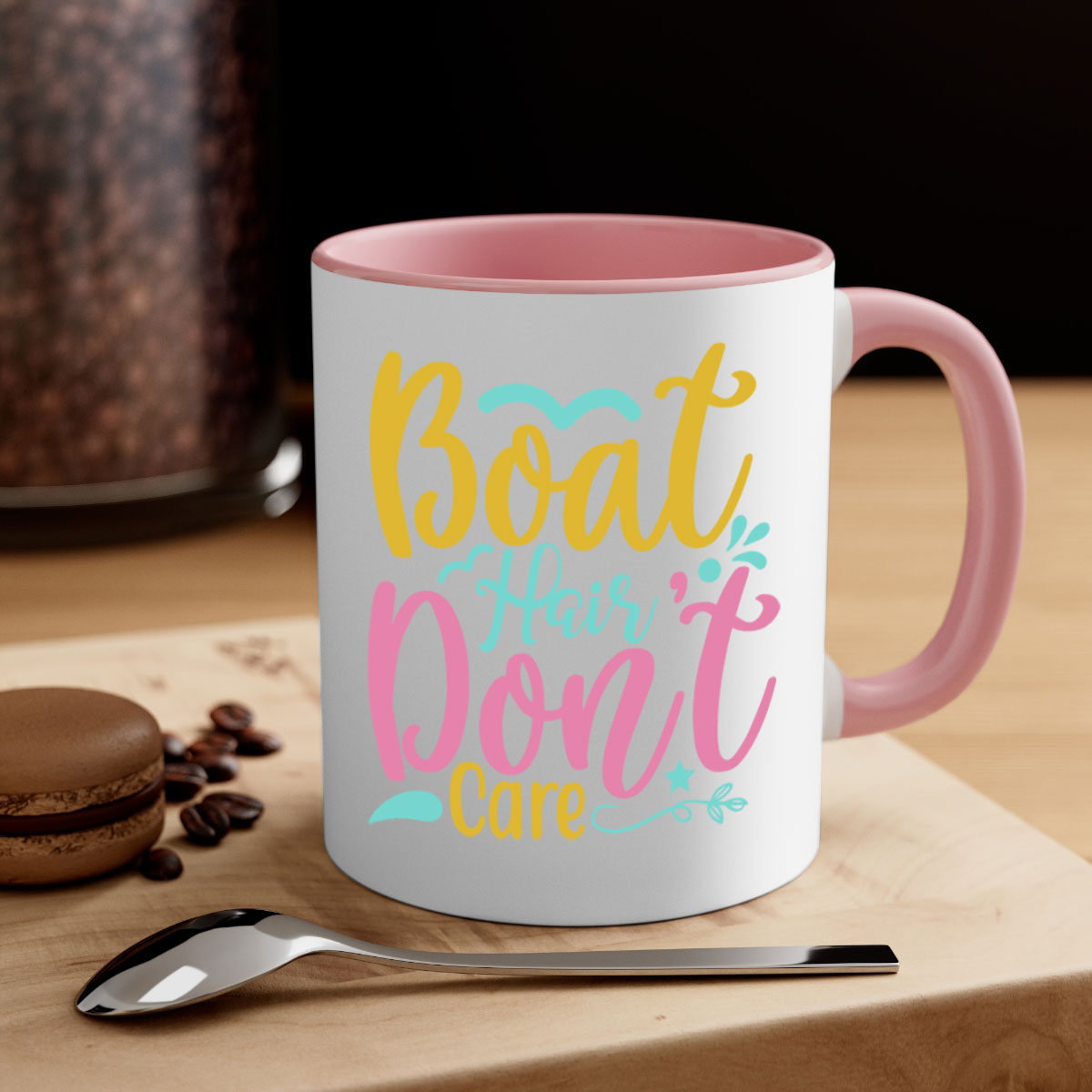 BOAT HAIR DONT CARE Style 68# mug featuring a two-tone design with a colored handle and glossy finish, available in multiple colors.