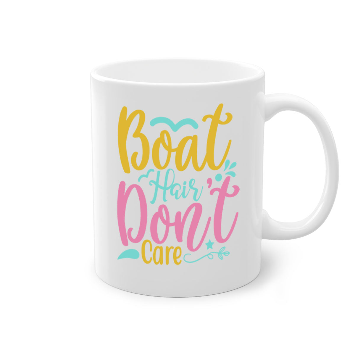 BOAT HAIR DONT CARE Style 68# mug featuring a two-tone design with a colored handle and glossy finish, available in multiple colors.