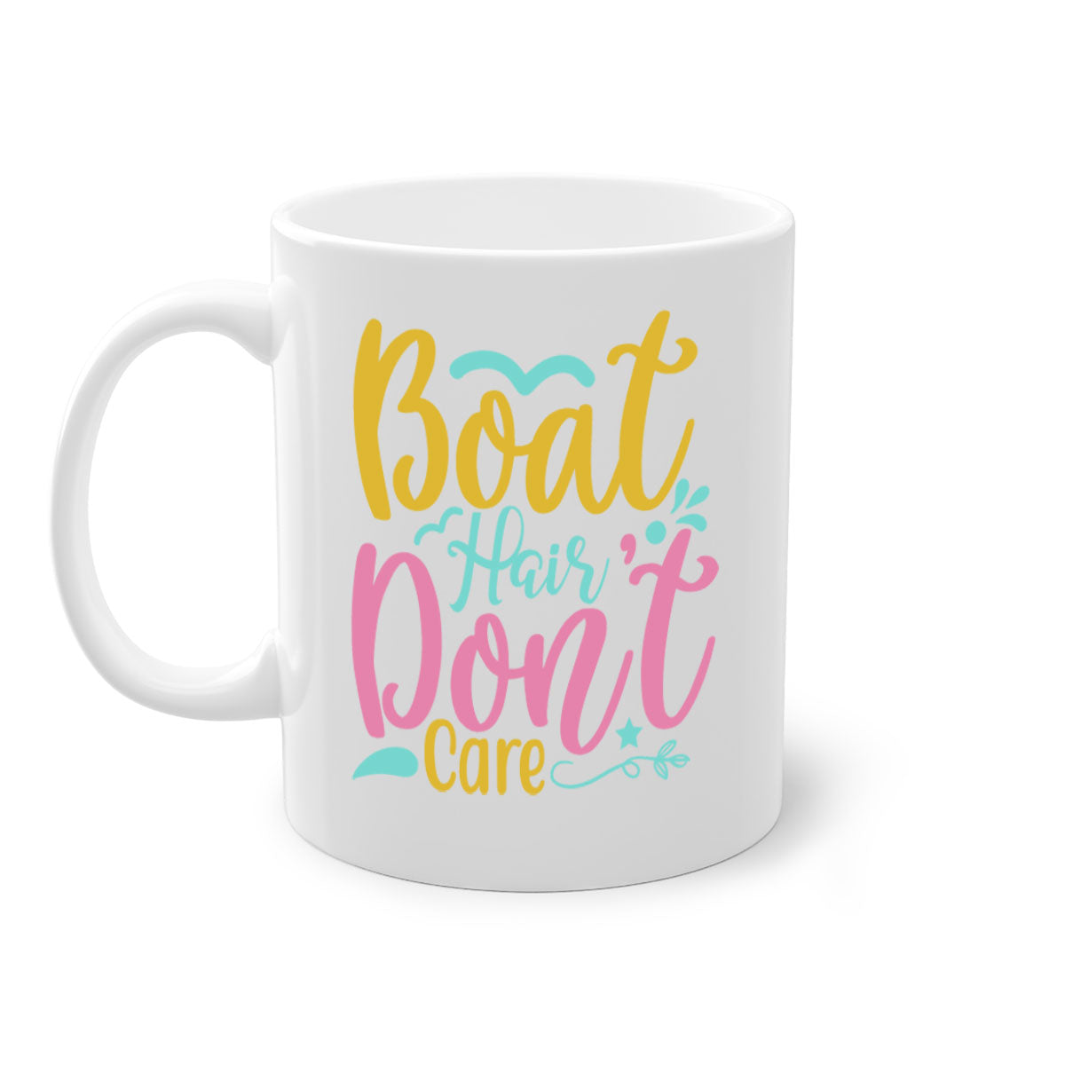 BOAT HAIR DONT CARE Style 68# mug featuring a two-tone design with a colored handle and glossy finish, available in multiple colors.