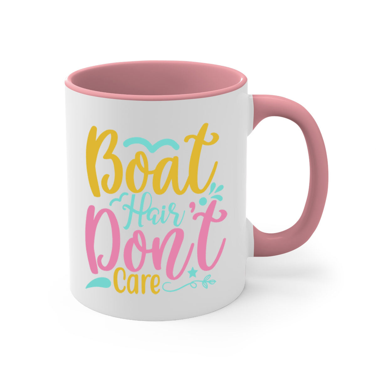 BOAT HAIR DONT CARE Style 68# mug featuring a two-tone design with a colored handle and glossy finish, available in multiple colors.