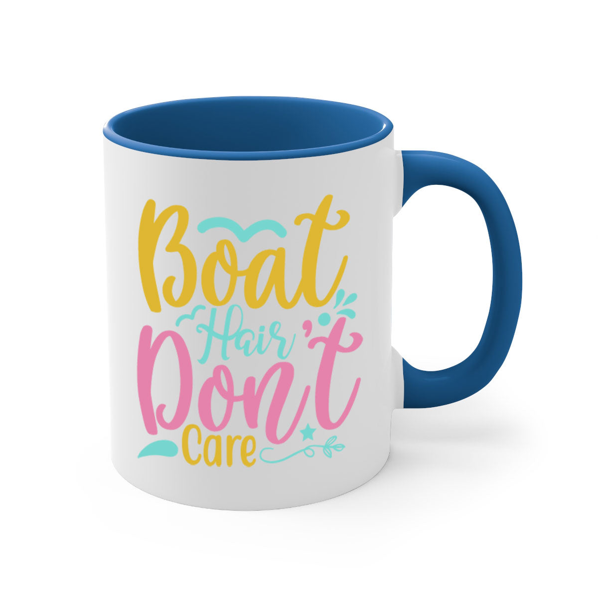 BOAT HAIR DONT CARE Style 68# mug featuring a two-tone design with a colored handle and glossy finish, available in multiple colors.