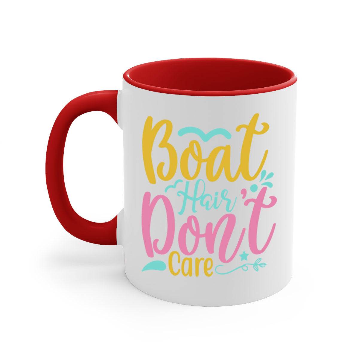 BOAT HAIR DONT CARE Style 68# mug featuring a two-tone design with a colored handle and glossy finish, available in multiple colors.