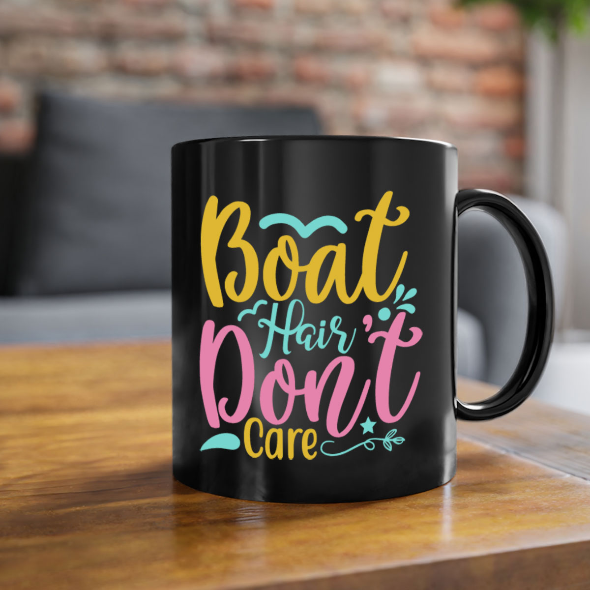 BOAT HAIR DONT CARE Style 68# mug featuring a two-tone design with a colored handle and glossy finish, available in multiple colors.