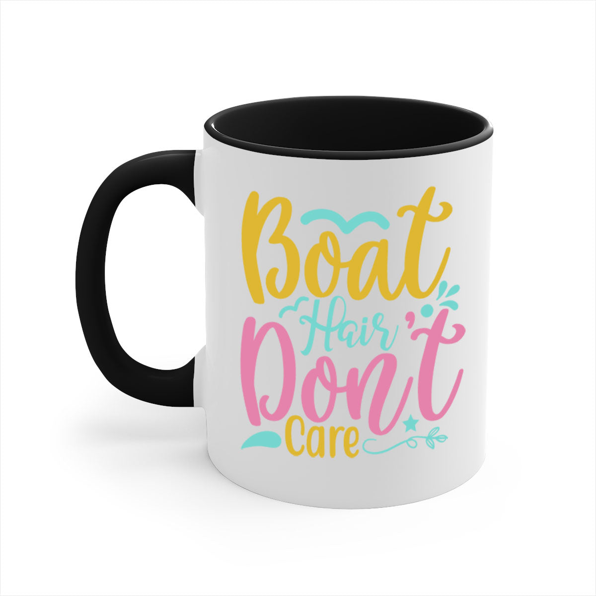 BOAT HAIR DONT CARE Style 68# mug featuring a two-tone design with a colored handle and glossy finish, available in multiple colors.