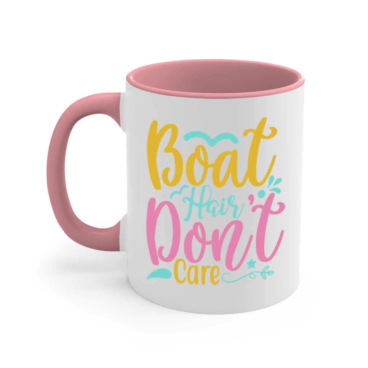 BOAT HAIR DONT CARE Style 68# mug featuring a two-tone design with a colored handle and glossy finish, available in multiple colors.