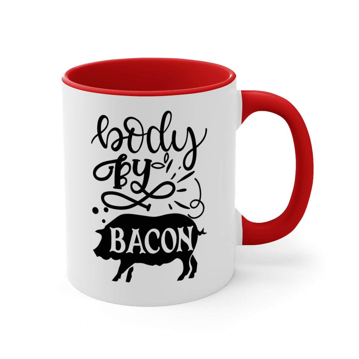 Body by Bacon 119# kitchen mug with a glossy finish, featuring a colored handle and interior, available in multiple colors.