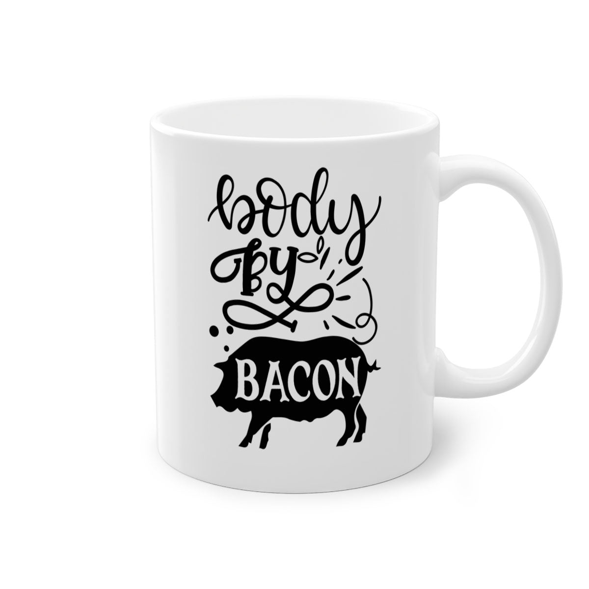 Body by Bacon 119# kitchen mug with a glossy finish, featuring a colored handle and interior, available in multiple colors.