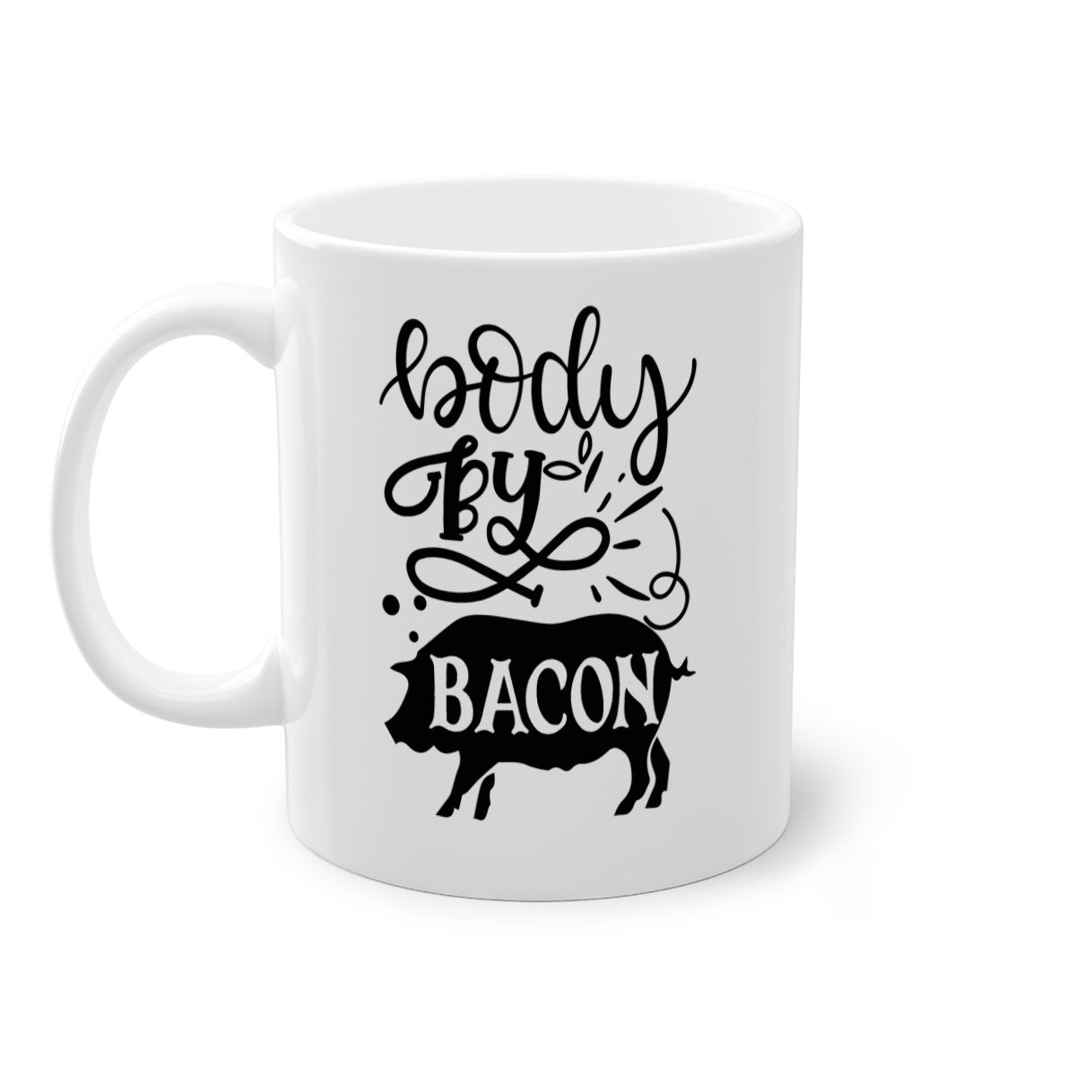 Body by Bacon 119# kitchen mug with a glossy finish, featuring a colored handle and interior, available in multiple colors.