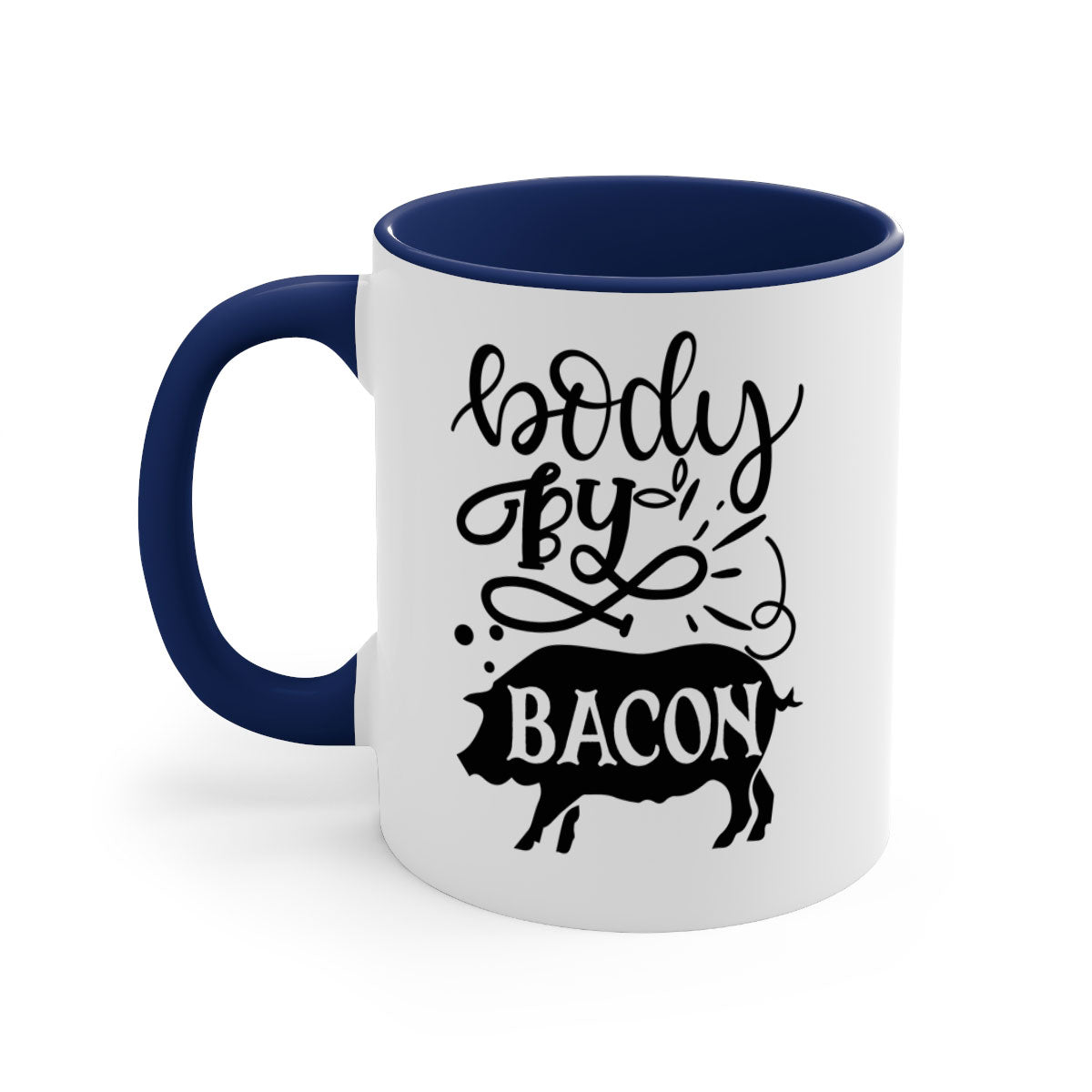 Body by Bacon 119# kitchen mug with a glossy finish, featuring a colored handle and interior, available in multiple colors.