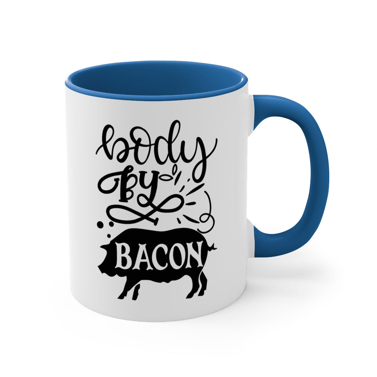 Body by Bacon 119# kitchen mug with a glossy finish, featuring a colored handle and interior, available in multiple colors.