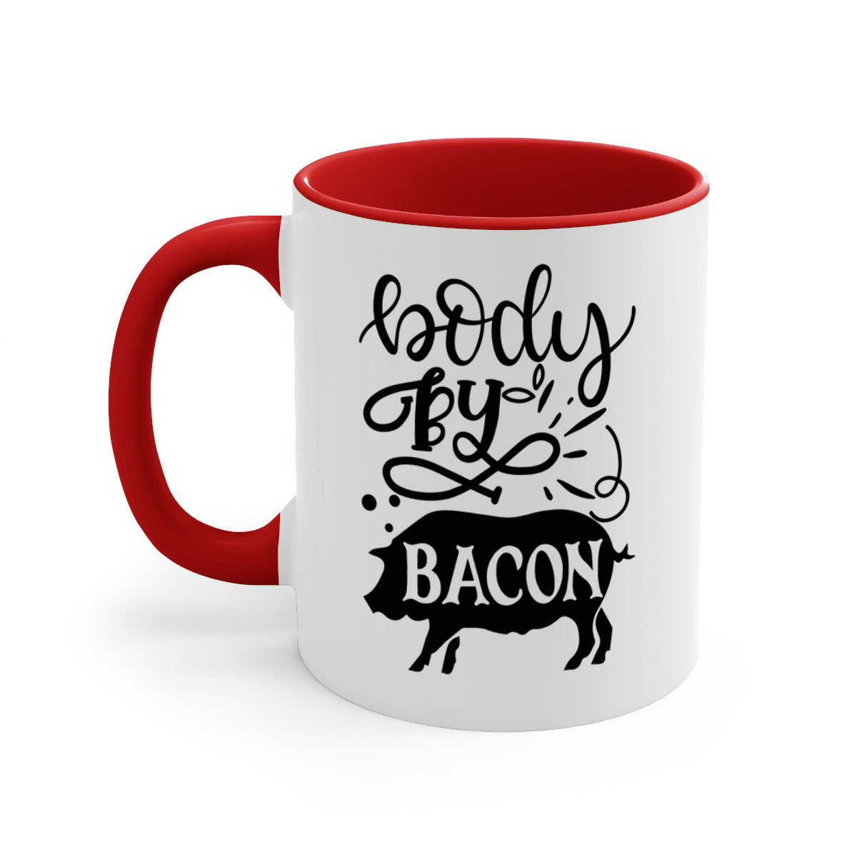 Body by Bacon 119# kitchen mug with a glossy finish, featuring a colored handle and interior, available in multiple colors.