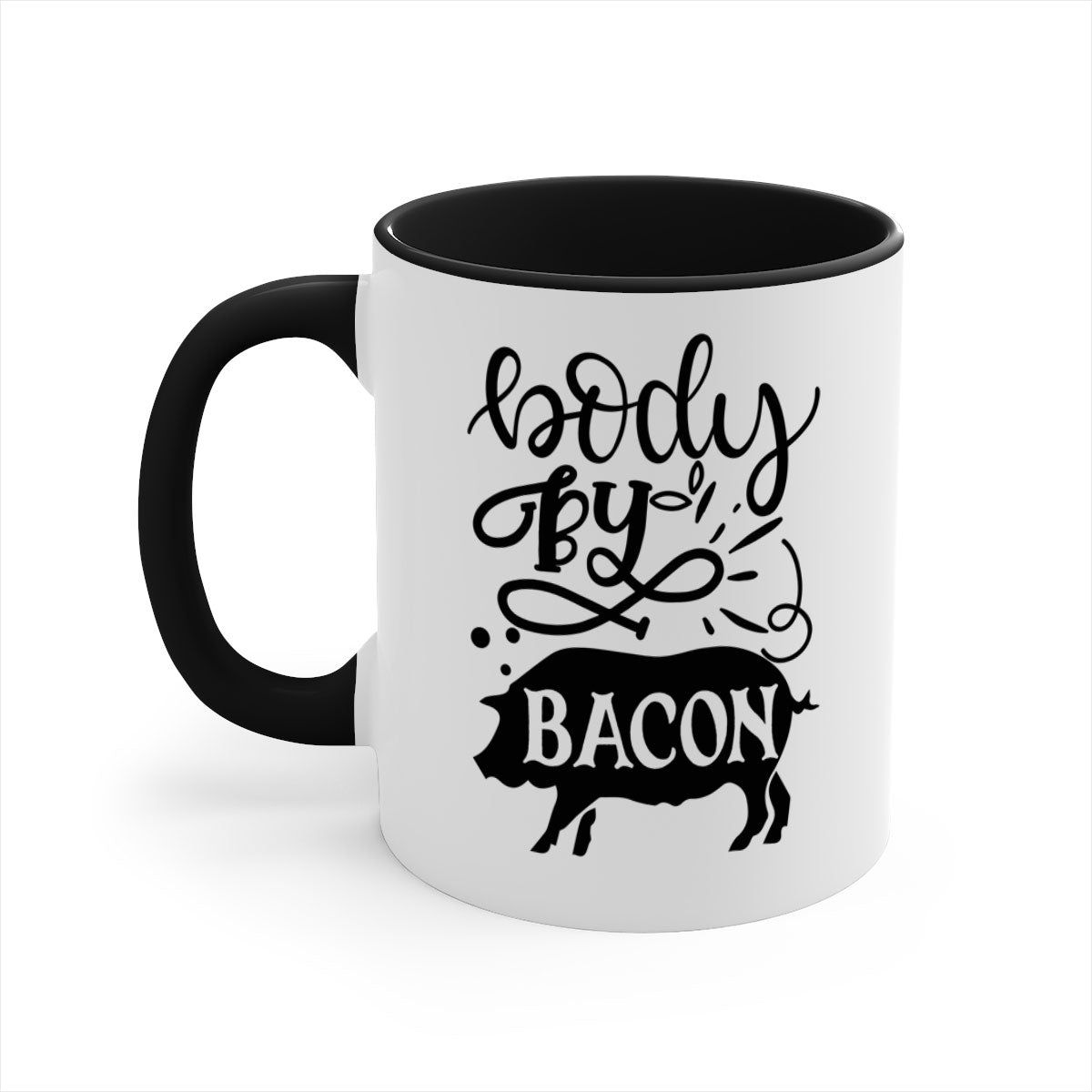 Body by Bacon 119# kitchen mug with a glossy finish, featuring a colored handle and interior, available in multiple colors.