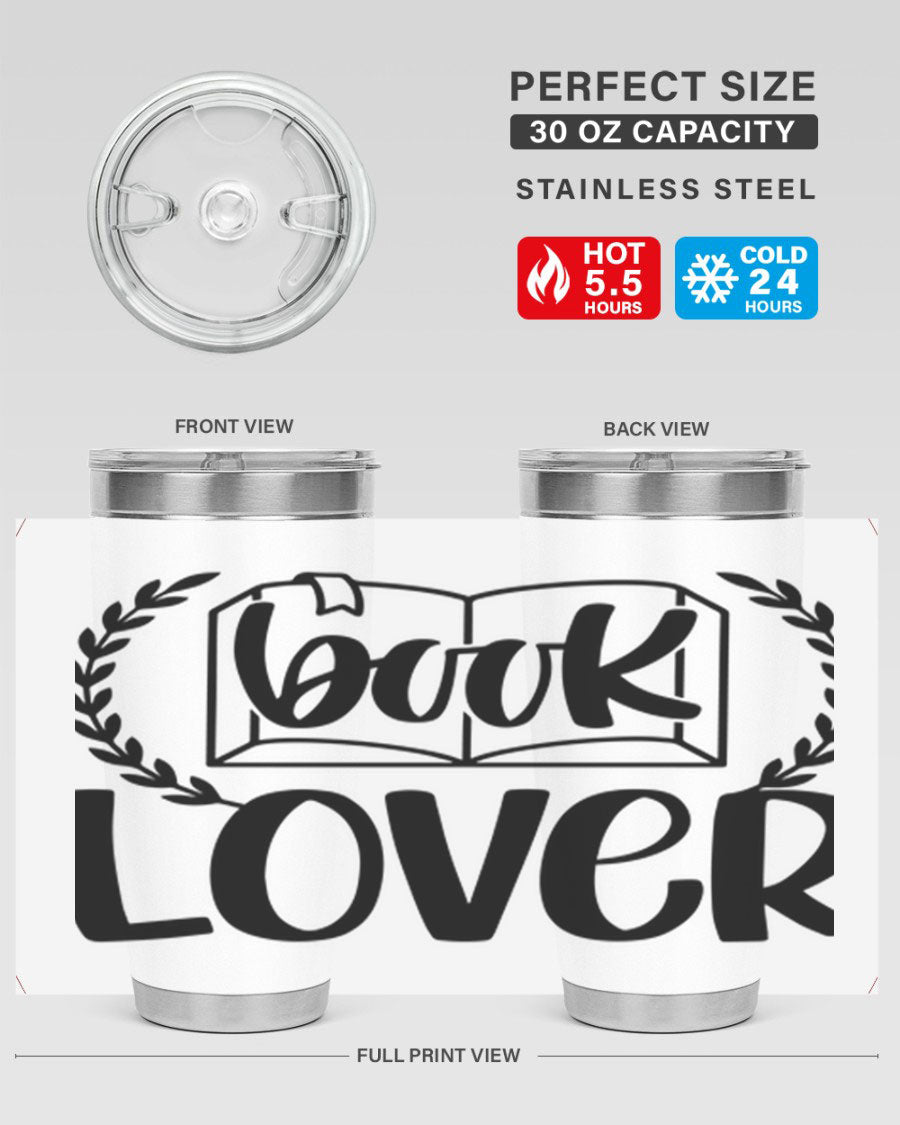 Book Lover 50# Tumbler in stainless steel with a stylish design, perfect for keeping drinks hot or cold.