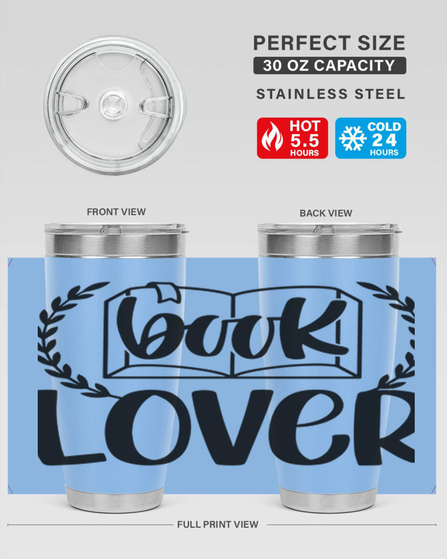 Book Lover 50# Tumbler in stainless steel with a stylish design, perfect for keeping drinks hot or cold.