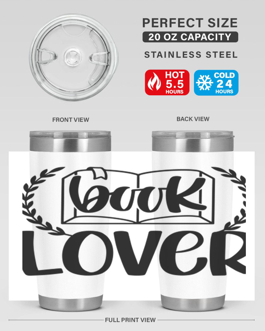 Book Lover 50# Tumbler in stainless steel with a stylish design, perfect for keeping drinks hot or cold.