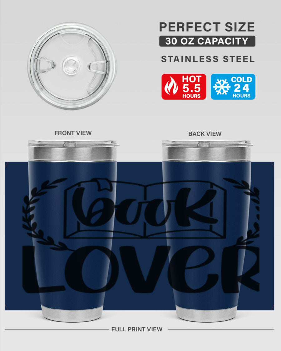 Book Lover 50# Tumbler in stainless steel with a stylish design, perfect for keeping drinks hot or cold.