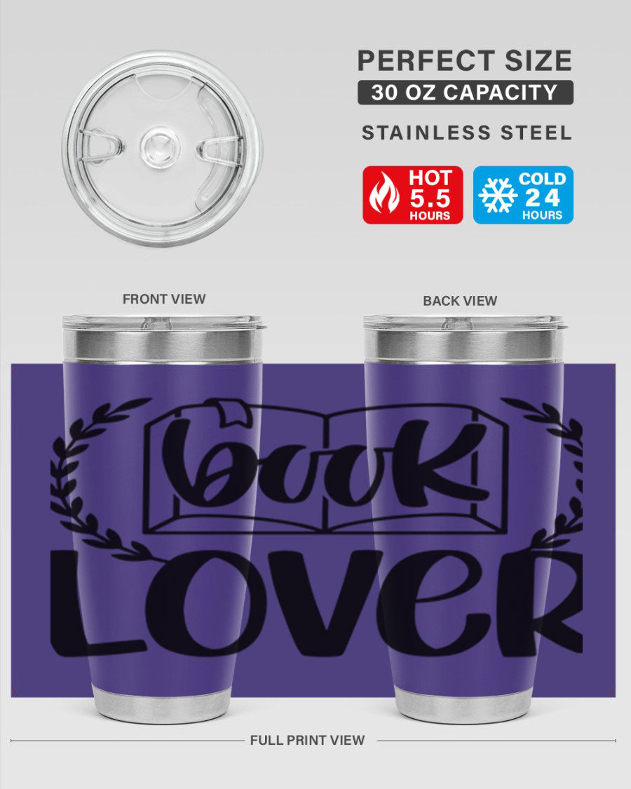 Book Lover 50# Tumbler in stainless steel with a stylish design, perfect for keeping drinks hot or cold.