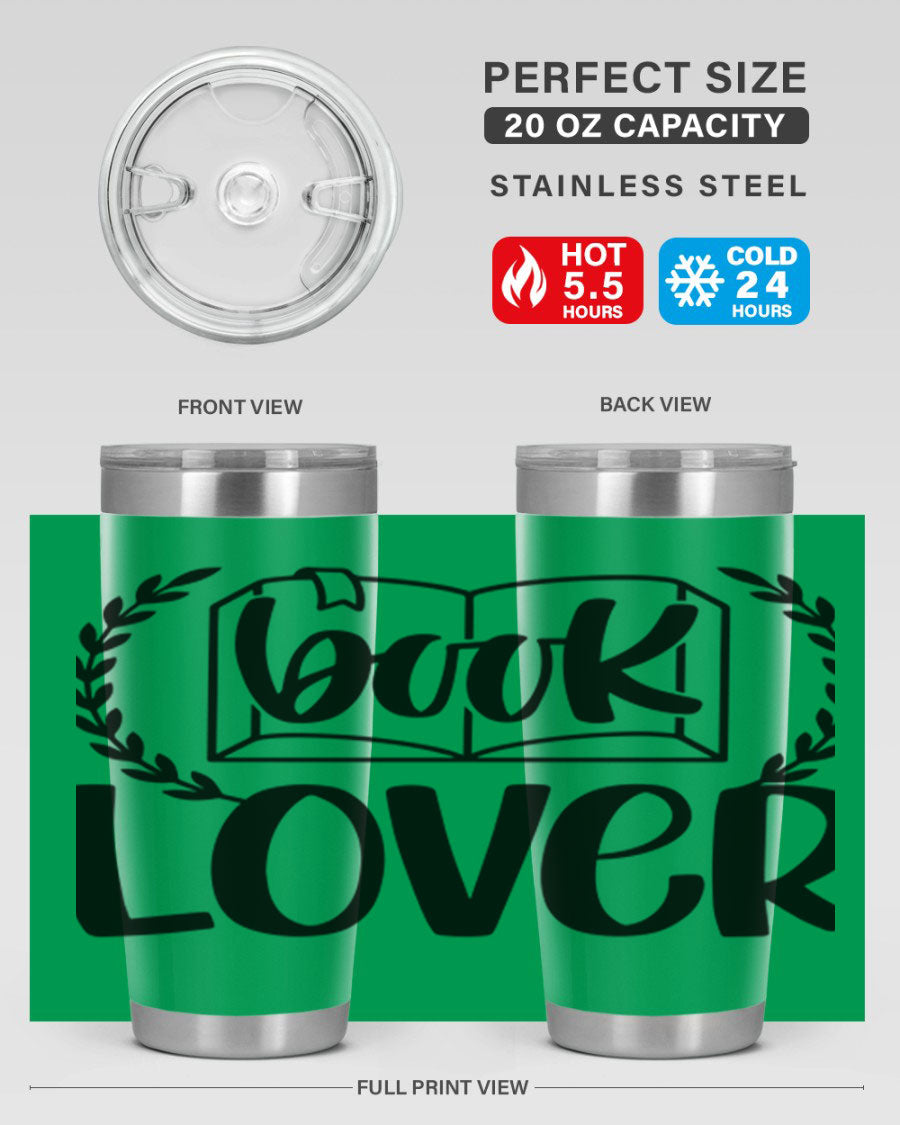 Book Lover 50# Tumbler in stainless steel with a stylish design, perfect for keeping drinks hot or cold.