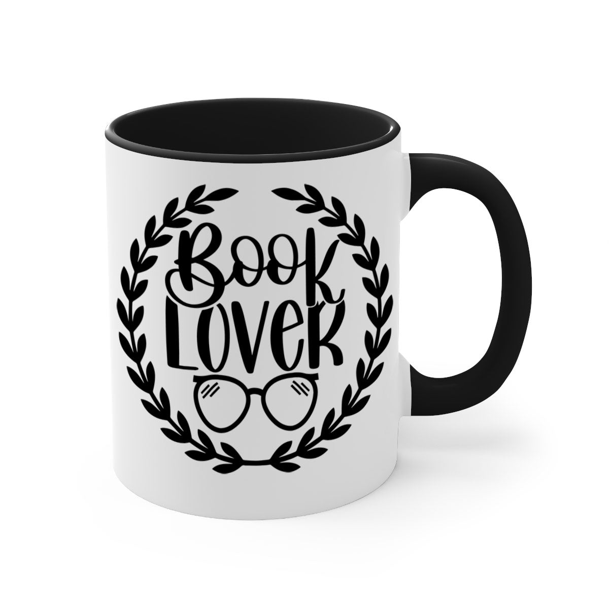 A stylish two-tone Book Lover Mug with a colored handle and glossy finish, available in multiple colors and sizes.