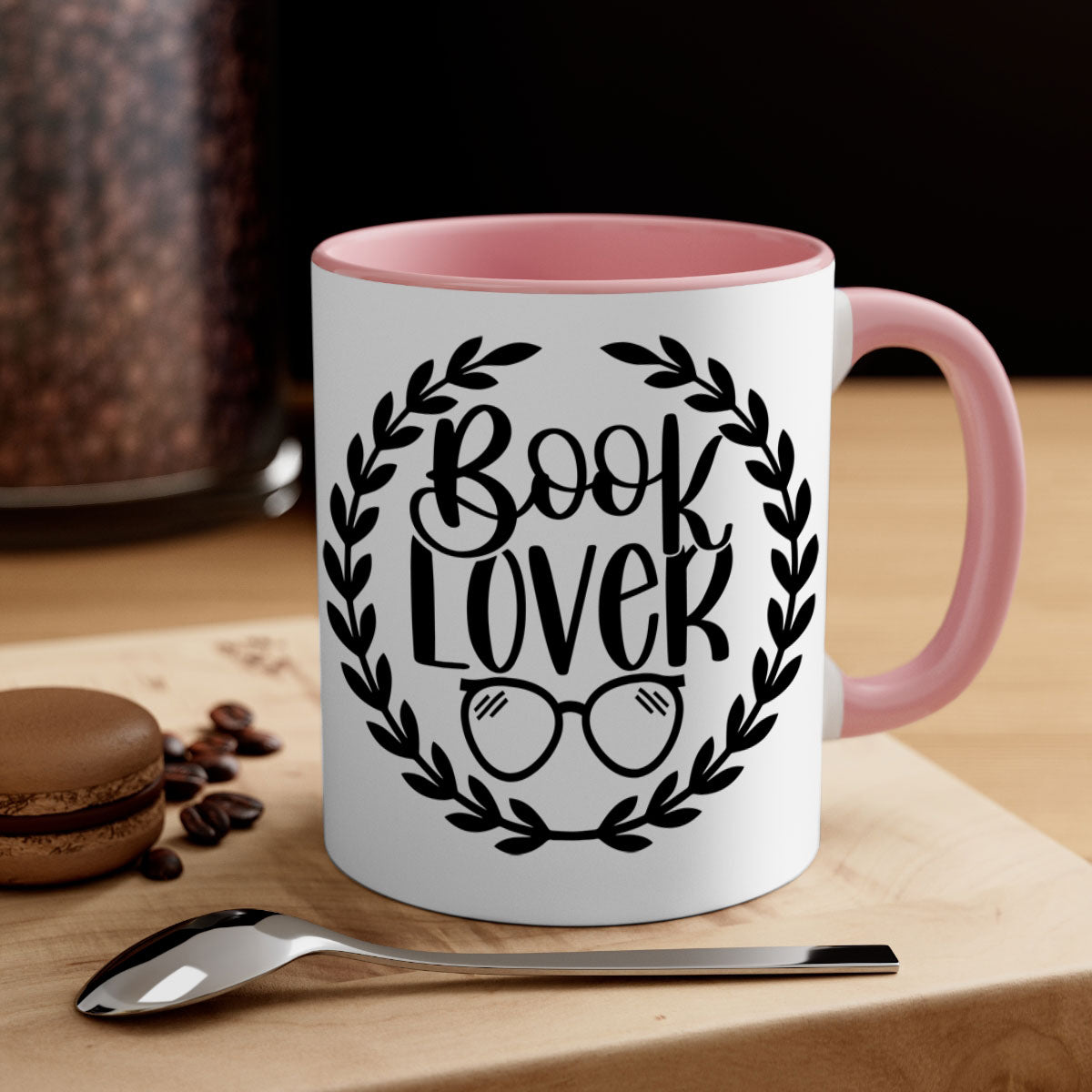 A stylish two-tone Book Lover Mug with a colored handle and glossy finish, available in multiple colors and sizes.