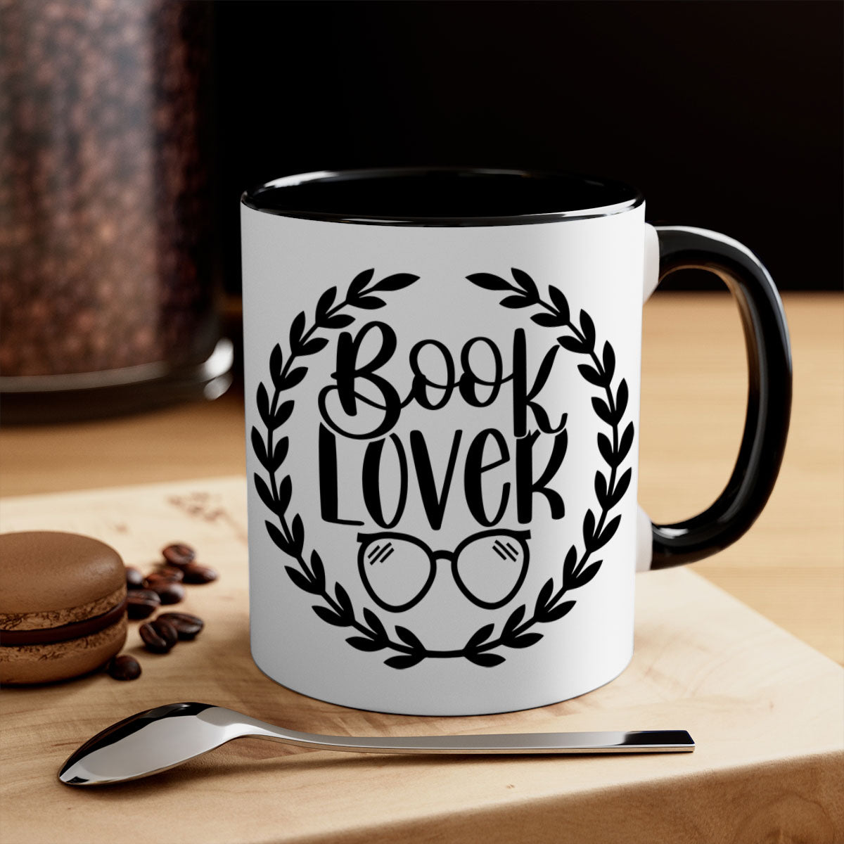 A stylish two-tone Book Lover Mug with a colored handle and glossy finish, available in multiple colors and sizes.