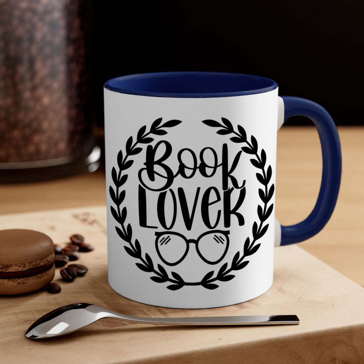 A stylish two-tone Book Lover Mug with a colored handle and glossy finish, available in multiple colors and sizes.