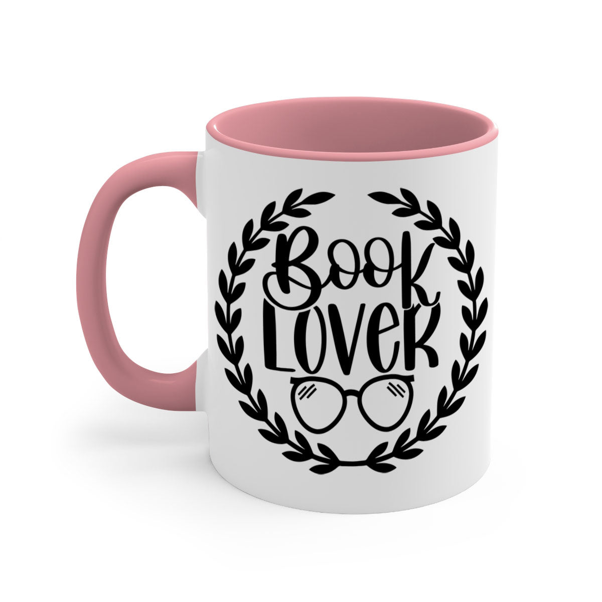 A stylish two-tone Book Lover Mug with a colored handle and glossy finish, available in multiple colors and sizes.