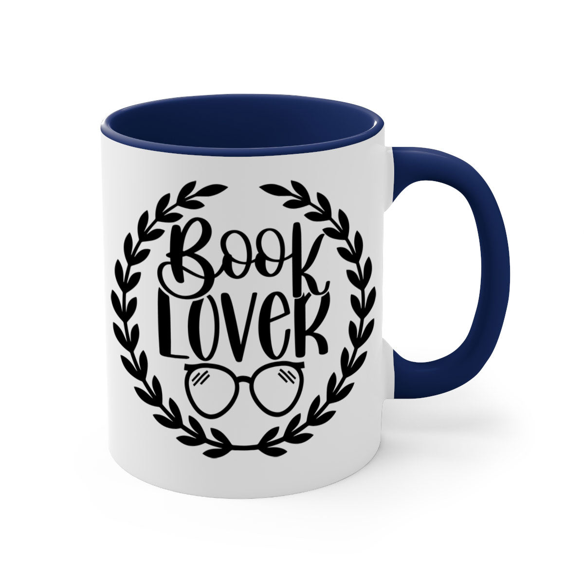 A stylish two-tone Book Lover Mug with a colored handle and glossy finish, available in multiple colors and sizes.