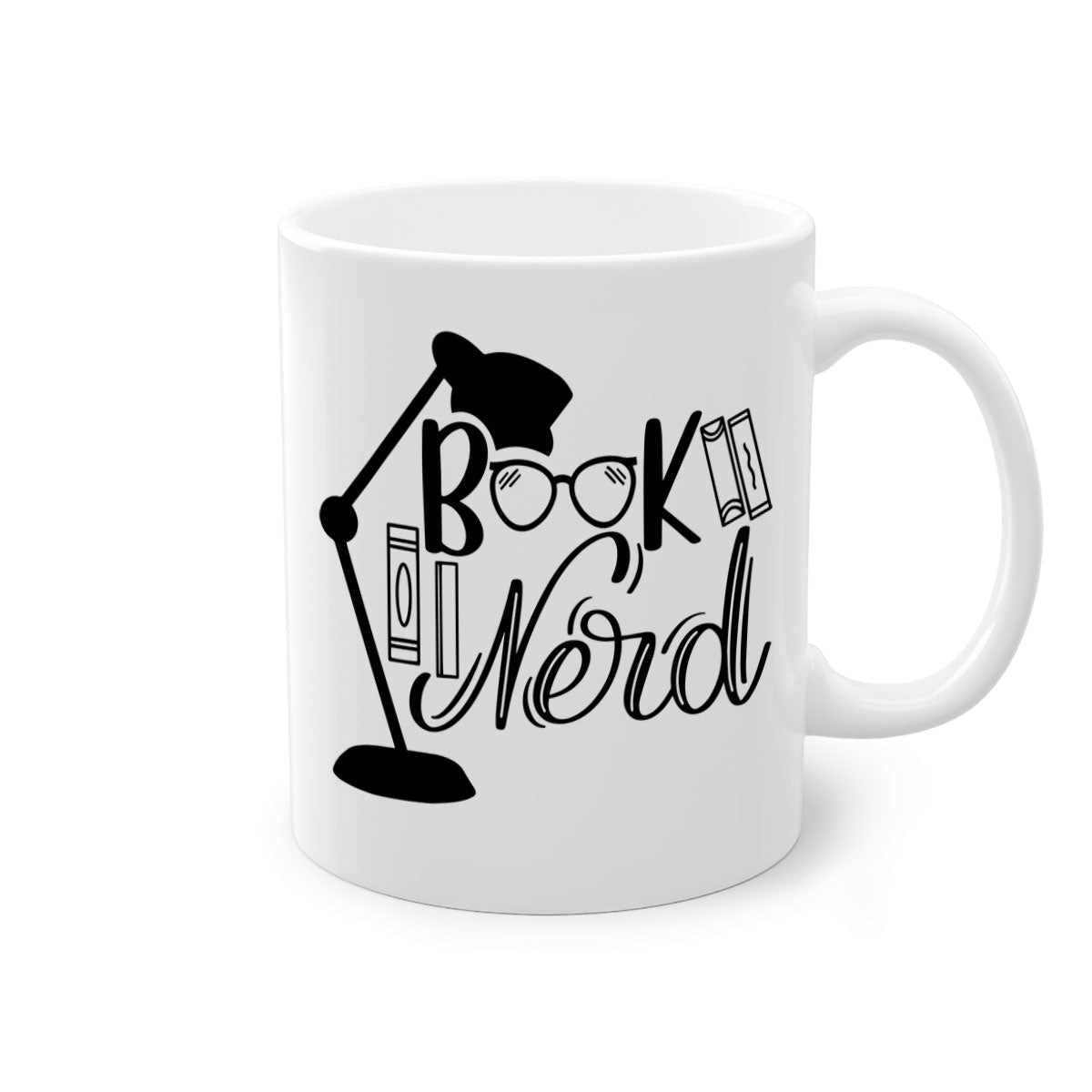 A stylish Book Nerd Mug featuring a two-tone design with a colored handle and glossy finish, perfect for coffee and tea lovers.