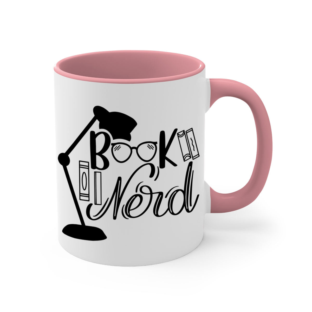 A stylish Book Nerd Mug featuring a two-tone design with a colored handle and glossy finish, perfect for coffee and tea lovers.