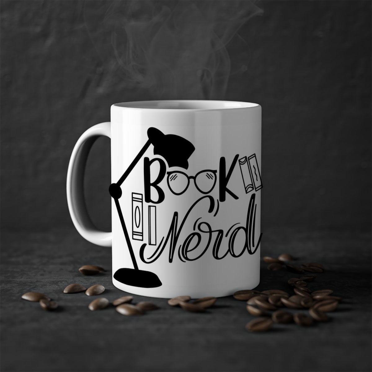 A stylish Book Nerd Mug featuring a two-tone design with a colored handle and glossy finish, perfect for coffee and tea lovers.