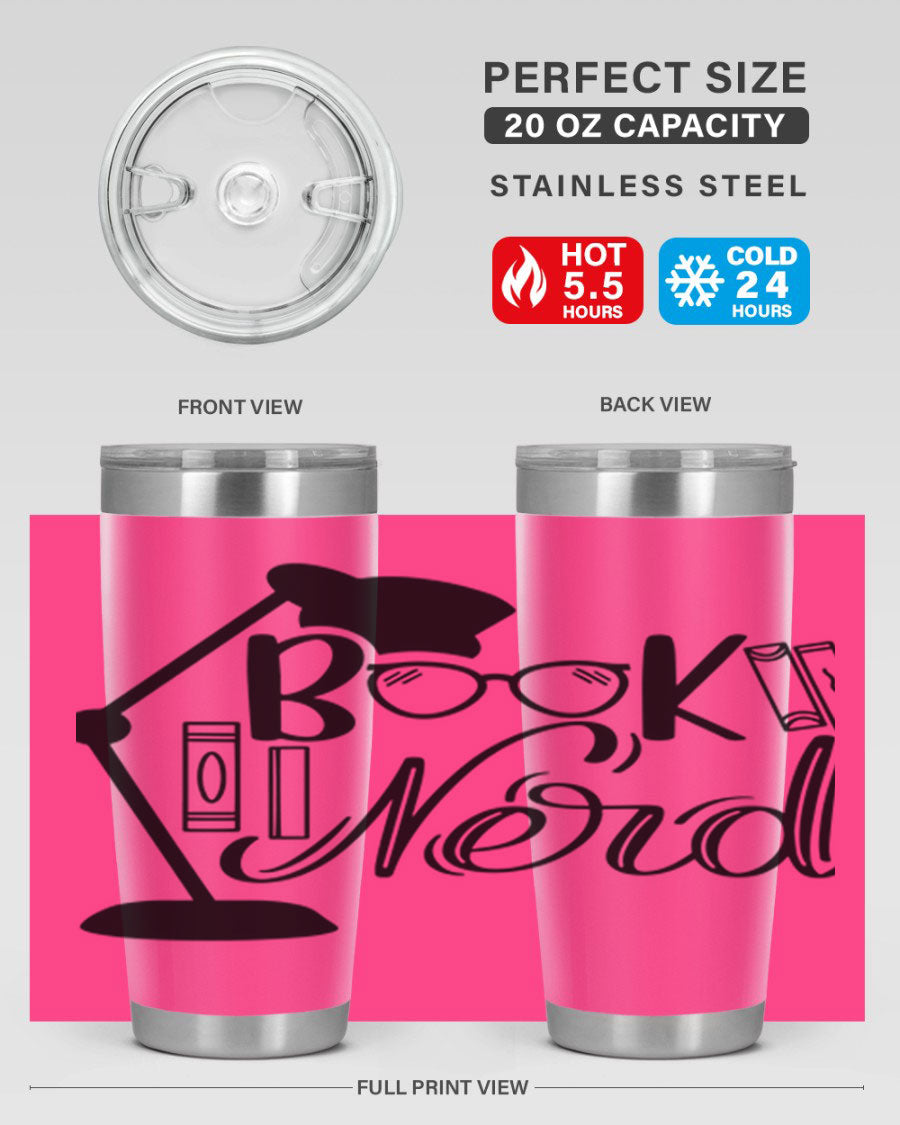 Book Nerd 49# Tumbler in stainless steel with a stylish design, perfect for keeping beverages hot or cold.