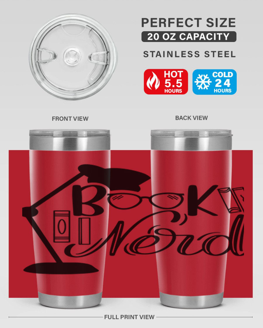 Book Nerd 49# Tumbler in stainless steel with a stylish design, perfect for keeping beverages hot or cold.