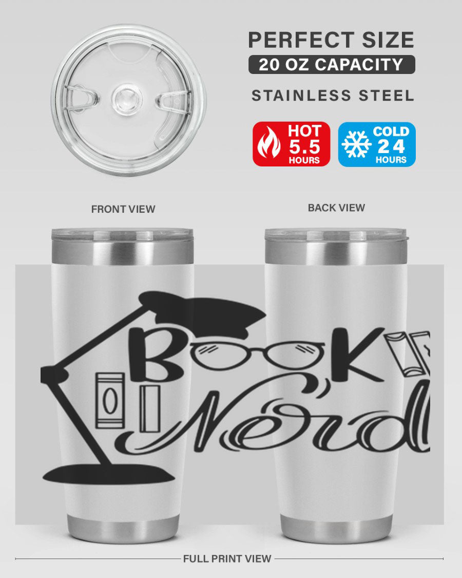 Book Nerd 49# Tumbler in stainless steel with a stylish design, perfect for keeping beverages hot or cold.