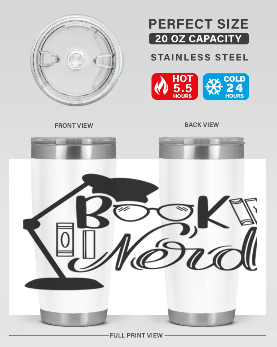 Book Nerd 49# Tumbler in stainless steel with a stylish design, perfect for keeping beverages hot or cold.