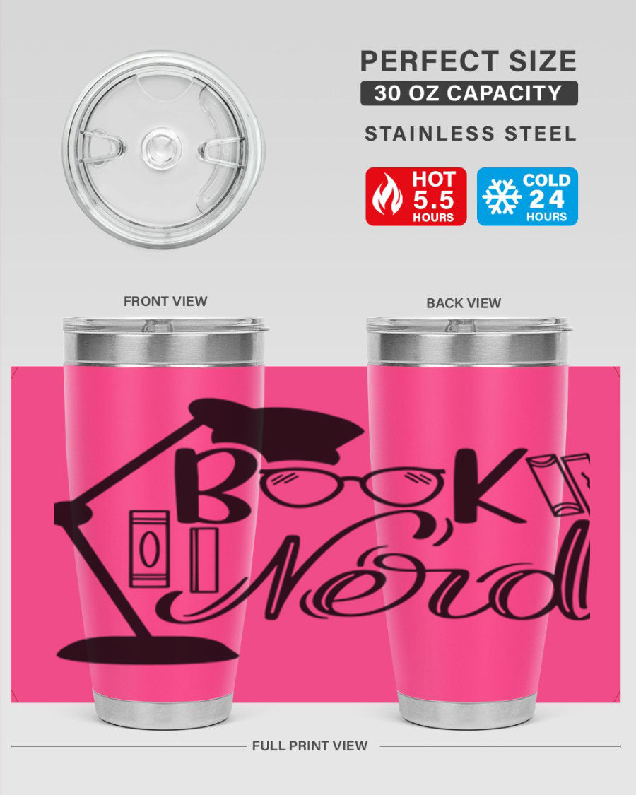 Book Nerd 49# Tumbler in stainless steel with a stylish design, perfect for keeping beverages hot or cold.