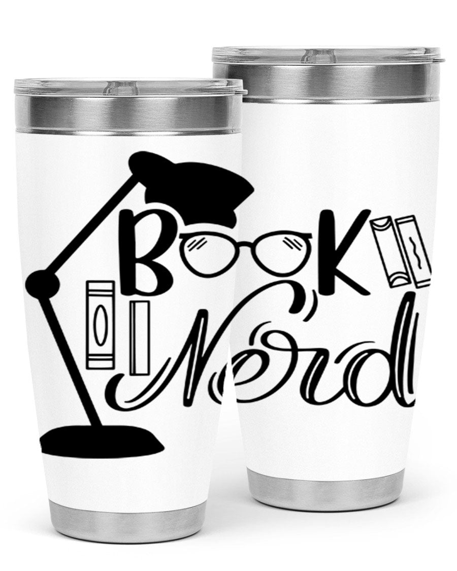 Book Nerd 49# Tumbler in stainless steel with a stylish design, perfect for keeping beverages hot or cold.