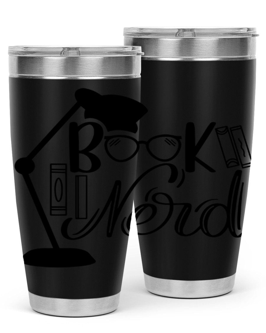 Book Nerd 49# Tumbler in stainless steel with a stylish design, perfect for keeping beverages hot or cold.