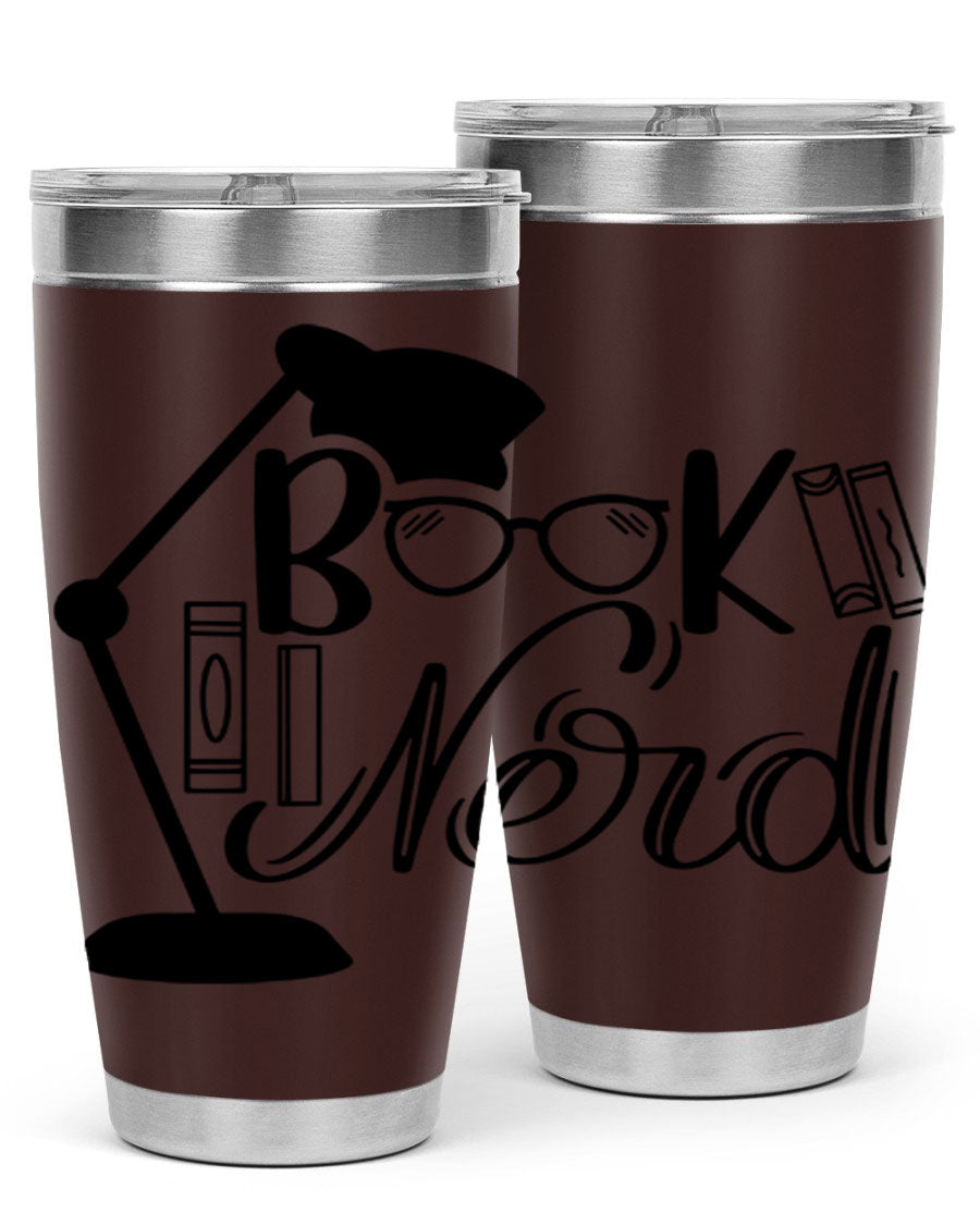 Book Nerd 49# Tumbler in stainless steel with a stylish design, perfect for keeping beverages hot or cold.