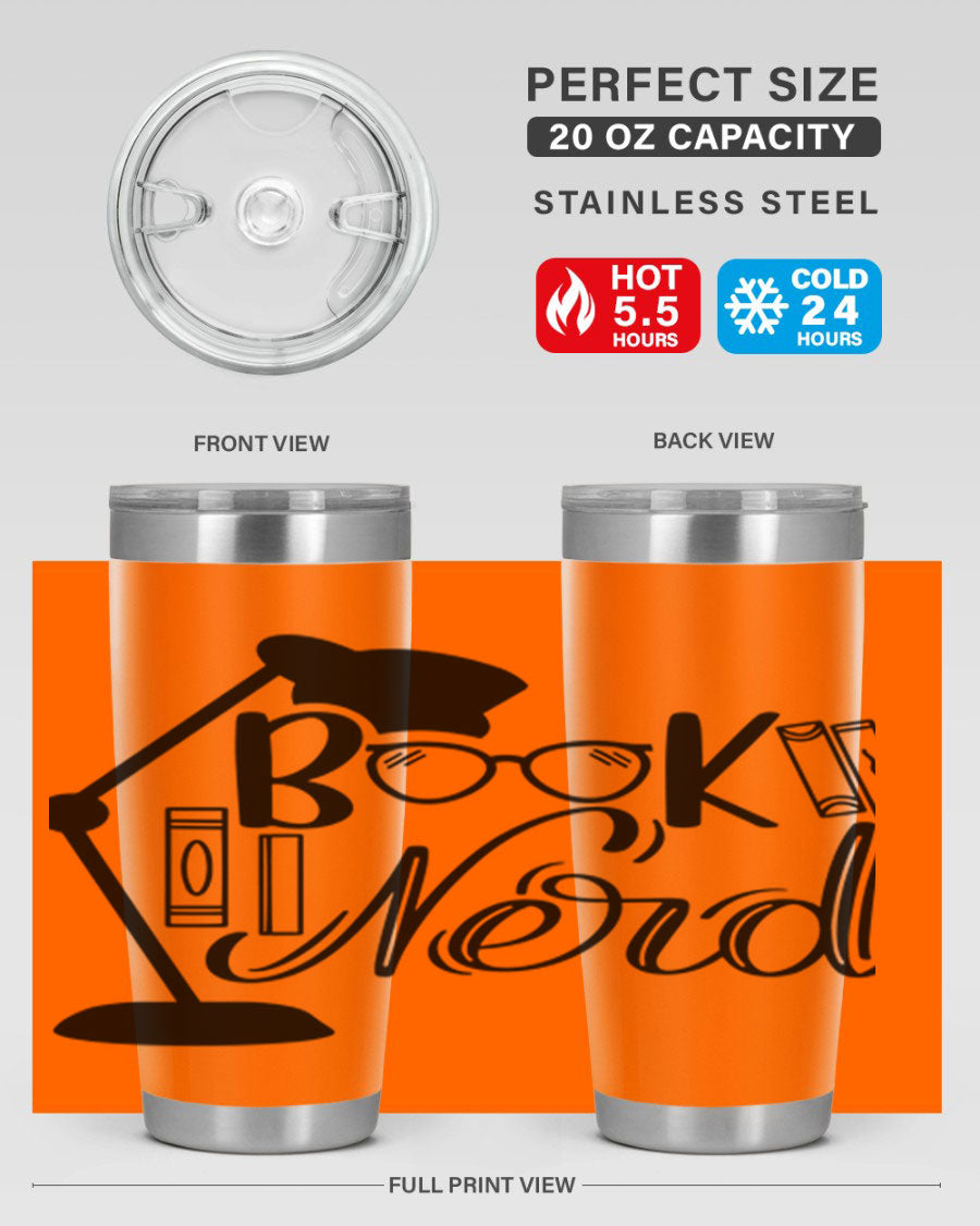 Book Nerd 49# Tumbler in stainless steel with a stylish design, perfect for keeping beverages hot or cold.