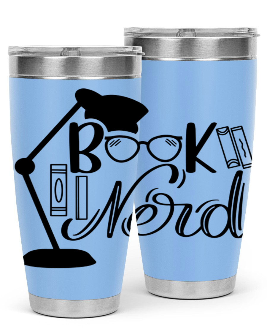 Book Nerd 49# Tumbler in stainless steel with a stylish design, perfect for keeping beverages hot or cold.