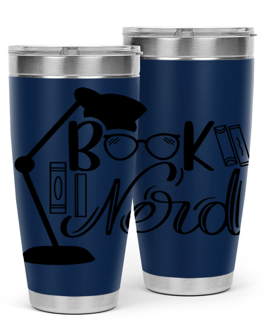 Book Nerd 49# Tumbler in stainless steel with a stylish design, perfect for keeping beverages hot or cold.