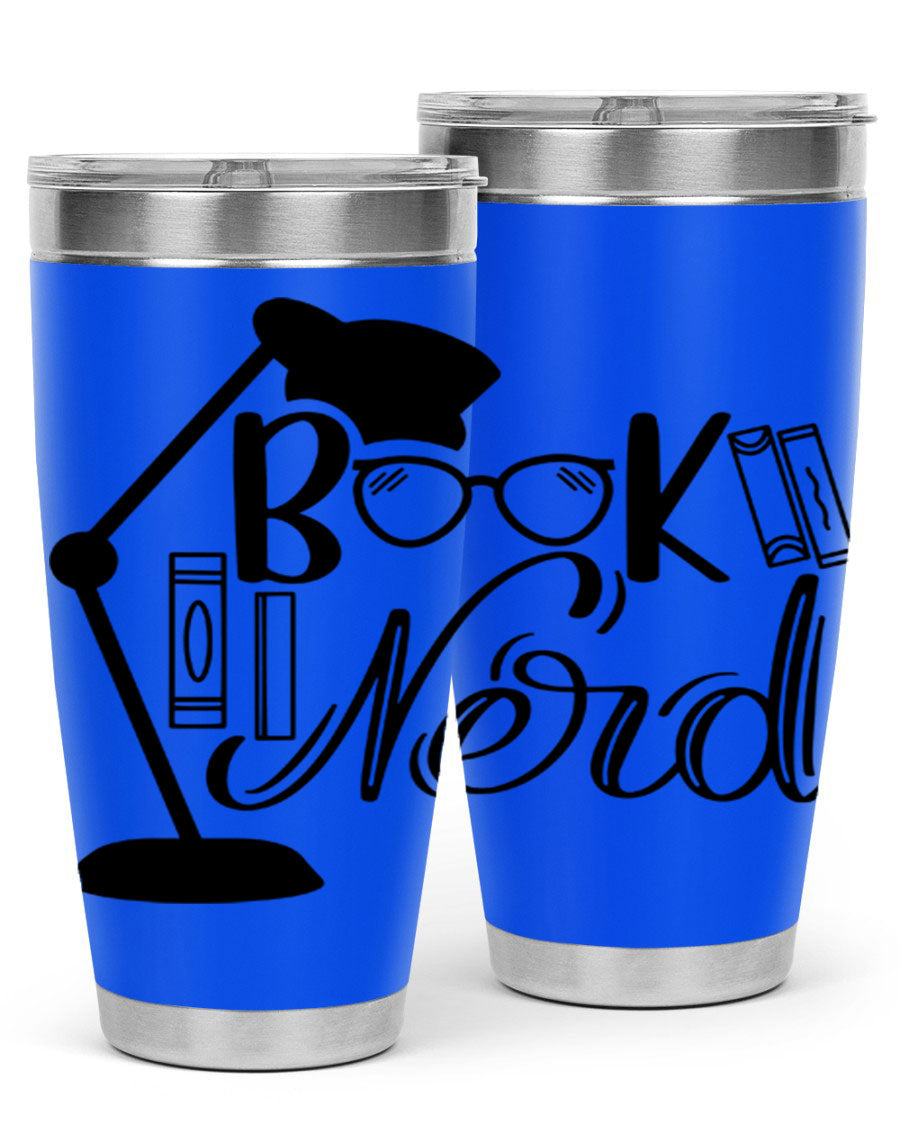 Book Nerd 49# Tumbler in stainless steel with a stylish design, perfect for keeping beverages hot or cold.