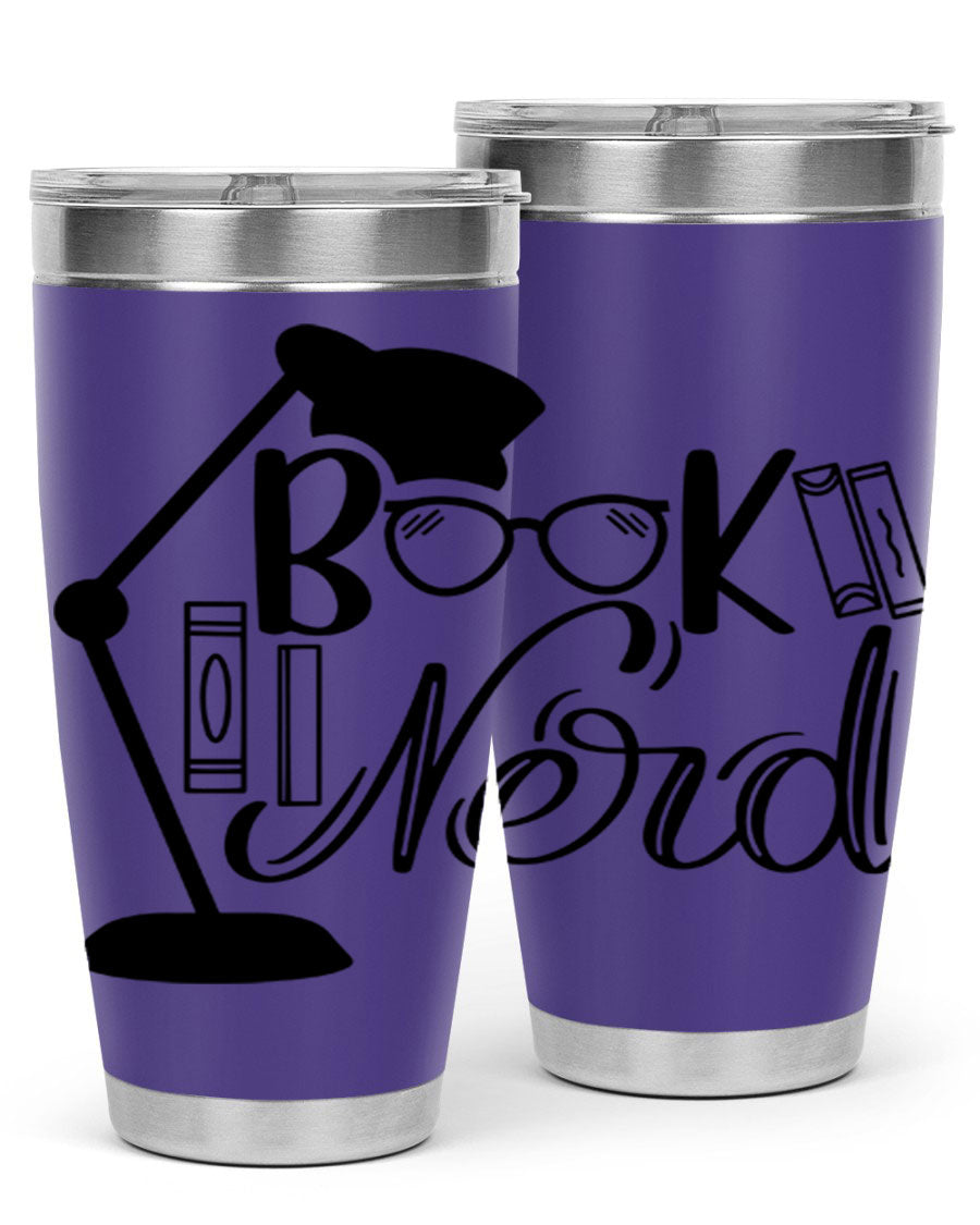 Book Nerd 49# Tumbler in stainless steel with a stylish design, perfect for keeping beverages hot or cold.