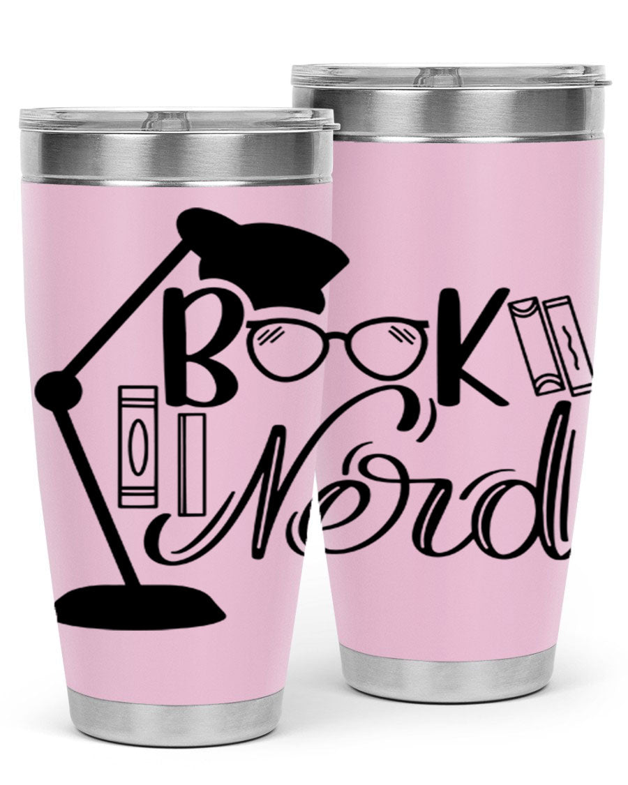 Book Nerd 49# Tumbler in stainless steel with a stylish design, perfect for keeping beverages hot or cold.