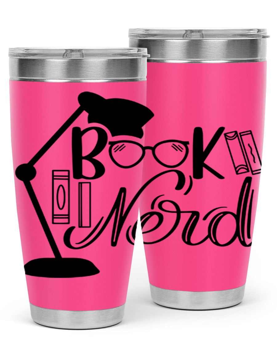 Book Nerd 49# Tumbler in stainless steel with a stylish design, perfect for keeping beverages hot or cold.